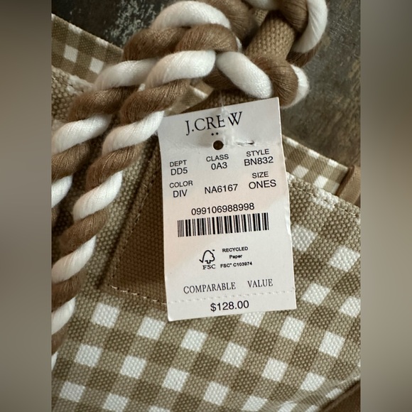 J.Crew Beige & Ivory Canvas Structured Tote With Tassels 🥰 - Picture 11 of 16